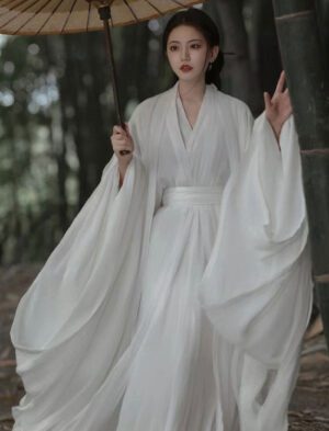 【 白素贞 】Coolred Department White Wide-Sleeved Flow Fairy Dress Wei Jin Style Hanfu Super Fairy Ethereal