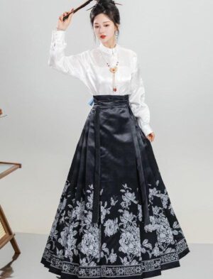 【 远山乔 】 Mamian Shirt Suit Daily Improved Commuter New Chinese Skirt