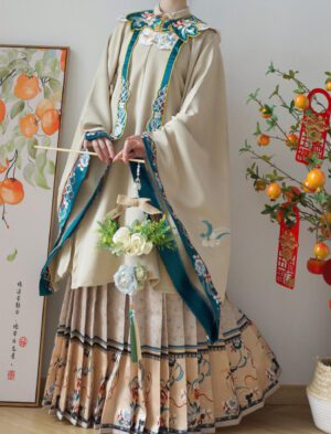 【 晚秋 】Ming Dynasty Hanfu Embroidery Standing Collar Long Jacket with Cloud Shoulder