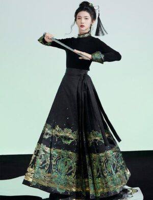 【 商周 】Woven Gold Imitation Makeup Flower Mamian Dress Ancient Chinese Hanfu New Chinese Long Skirt