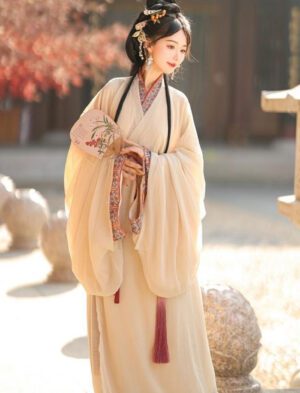 【 梦域 】 The Warring States Period Cross-Collar Robe Restores The Straight-Hem Floor-Length Hanfu