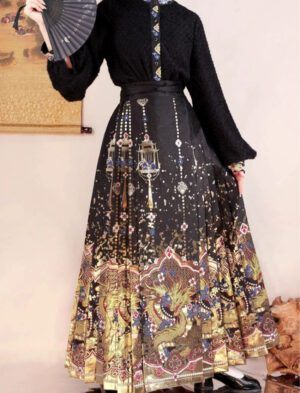 【 浮光跃金 】Ming System Woven Gold Mamian Skirt Daily Commuter Half-Body Skirt
