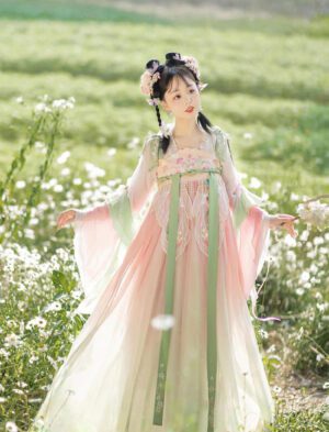 【 春晚嫣雨 】Tang Dynasty Flared Long Sleeve Shirt Fairy Dress Ancient Embroidery Hanfu