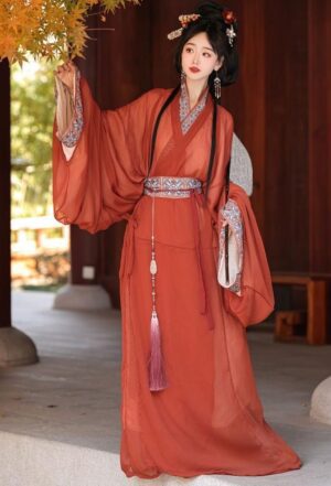 【 梦域 】 Warring States Period Cross-Collar Robe Mashan Chu Tomb Restoration Daily Straight Train Trailing Long Skirt