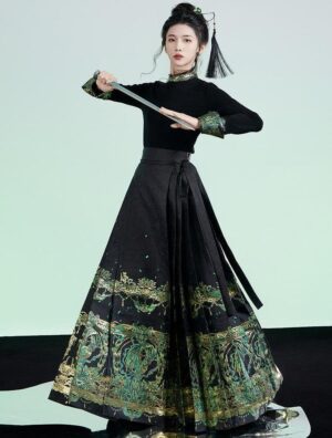【 商周 】Woven Gold Imitation Makeup Flower Mamian Dress Ancient Chinese Hanfu New Chinese Long Skirt