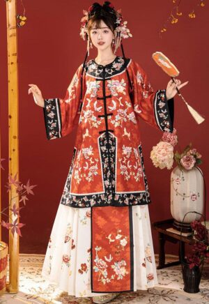 【 吉祥 】Gege Clothing Qing Han Female Hanfu Lapel Round Neck Ancient Qing Dynasty Suit