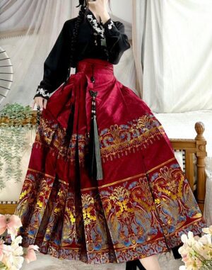 【 菩萨蛮 】Star Luan Dot Emerald Gold Weaving Makeup Flower Mamian skirt Airplane Sleeve Improved Daily Hanfu