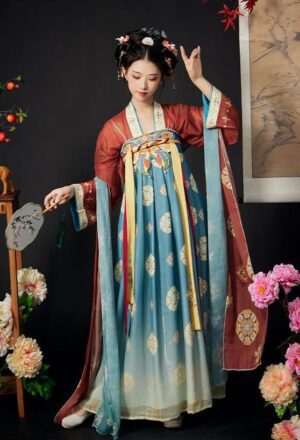 【 赏花赋 】Hanfu Tang Dynasty Flared Long Dress Set One Piece Printed Skirt