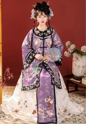 【 吉祥 】Gege Clothing Qing Han Female Hanfu Lapel Round Neck Ancient Qing Dynasty Suit