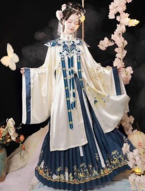 【 夜宴 】Ming Dynasty Embroidered Hanfu Standing Collar Long Skirt Long Shirt Set