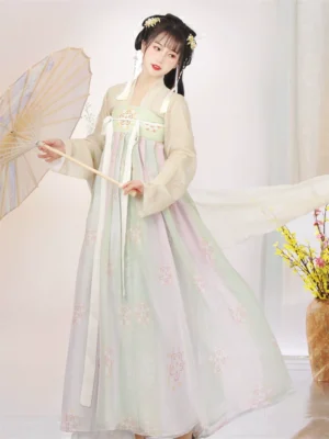 【 花间 】Tang Dynasty High Waist Tie Breasted Long Skirt Hanfu Suit