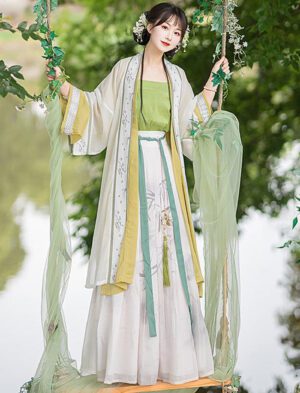 【 久华瑶 】Song System Hanfu Lapel Long Pasted Flush Skirt Spring And Summer Models Ancient Costume