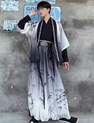 【 墨竹 】Wei Jin Man Hanfu Daily Chinese Style Martial Arts Ink Print Ancient Performance Costume
