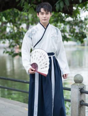 【 天涯咫尺 】Hanfu Cloud Pattern Embroidery Cross Collar Martial Arts Style Ancient Costume