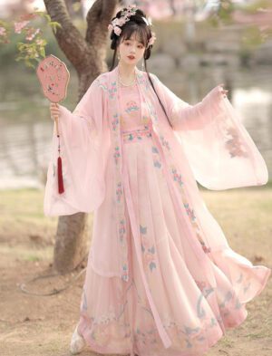 【 玉人歌 】Song System Fairy Hanfu Summer Thin Chinese Style Ancient Costume Embroidery Big Sleeve Shirt Qi Waist Jacket Skirt