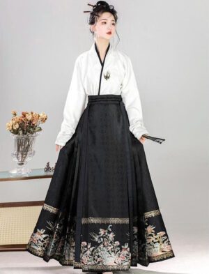 【 吉祥迎春 】Imitation Makeup Flower Mamian Skirt Top Set Ming hanfu Improved Daily Group Clothing