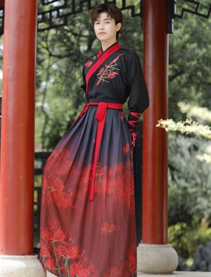 【 彼岸花 】Hanfu Dark Red Chinese Style Martial Arts Style Chivalrous Gentleman Ancient Costume