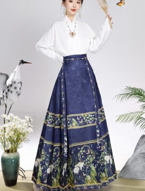 【 鹤鸣 】Mamian Skirt Daily Improved Commuter New Chinese Peplum Set Hanfu Ming System National Style