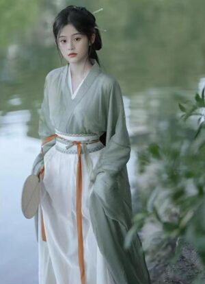【 凝露 】Hanfu Wei Jin and North and South Dynasties Big Sleeve Shirt Cross Neck Waist Ancient Style Dance Performance Costume