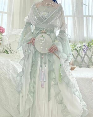 【 春诗晚晚 】Wei Jin Hanfu Large Sleeve Flared Waist Long Dress Strapless North And South Dynasty Embroidered Ancient Style Suit