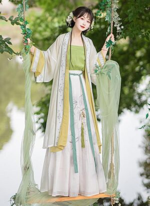 【 久华瑶 】Song System Hanfu Lapel Long Pasted Flush Skirt Spring And Summer Models Ancient Costume