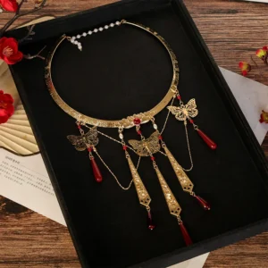U-Shaped Butterfly Necklace Ancient Style Auspicious Pattern Collar Ethnic Style Hanbok Accessories