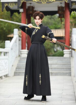 【 侠影 】Black Department Wei Jin Hanfu Men'S Ancient Style Domineering Chivalrous Male Suit