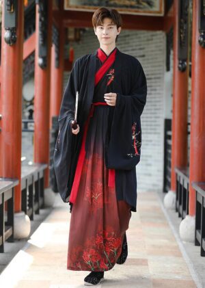 【 彼岸花 】Hanfu Dark Red Chinese Style Martial Arts Style Chivalrous Gentleman Ancient Costume