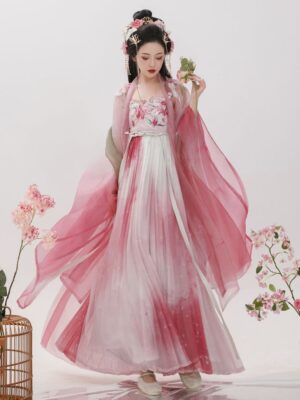 【 拽妃 】Tang Dynasty Hanfu High Waist Wrap Dress Embroidered Large Sleeve Shirt Flowy Jacket Spring Summer Super Fairy
