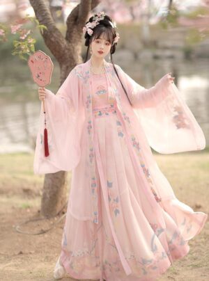 【 玉人歌 】Song System Fairy Hanfu Summer Thin Chinese Style Ancient Costume Embroidery Big Sleeve Shirt Qi Waist Jacket Skirt