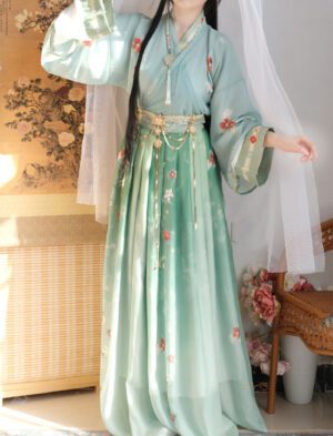 【 挽春 】Wei Jin Style Ancient Style Hanfu Cross Neck Waist Long Dress Super Fairy Suit