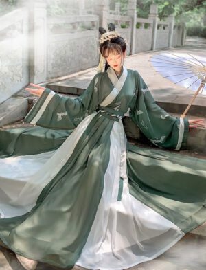 【 鹤云归 】Wei Jin Style Hanfu Flounced Long Skirt Jin System Cross Neck Three Piece One Piece Style