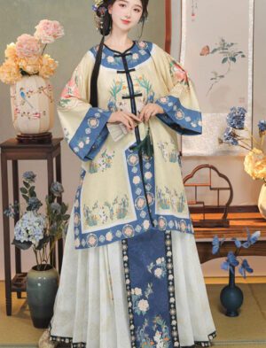 【 猫神 】Qing Han Hanfu Double-Breasted Round-Neck Ethnic Costume Restoration Of Ancient Court Costume