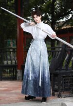 Men's embroidered printed gold woven horse-faced skirt suit