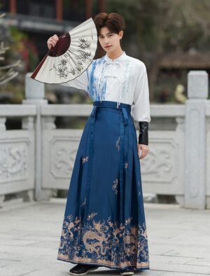 new chinese-style men's mamian skirt suit
