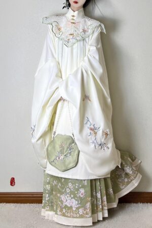 【 扶摇 】Ming Hanfu Stand-Up Collar Shirt Cloud Shoulder Embroidered Mamian Skirt Hairpin Ancient Costume