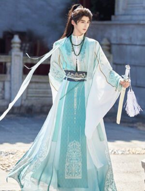 【 君临 】Embroidered Long Hanfu Round Collar Robe Cross Collar Suit