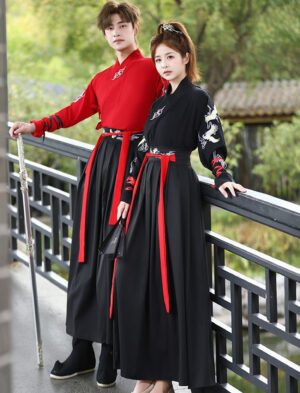 【 鹤吟 】Wuxia Style Hanfu Cross Collar Couple Ancient Costume Suit