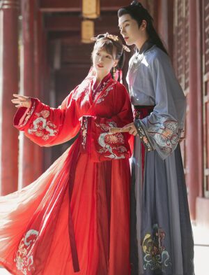 【 白狐 】Jin-style Hanfu waist-length cross-collar skirt