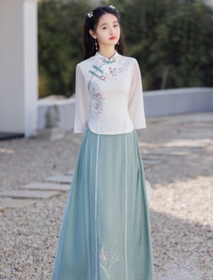 Improved cheongsam Chinese Hanfu suit