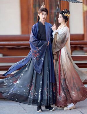 【 墨色玫瑰 】Couple Hanfu Cross-Collar Waist-Length Printed Ancient Costume