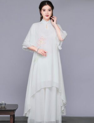 【 浮渠 】Chinese Style Zen Tea Dress Chiffon Dress